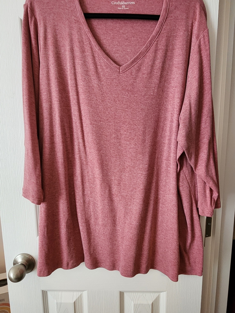 croft & barrow 3X Rose V-Neck Tunic Top